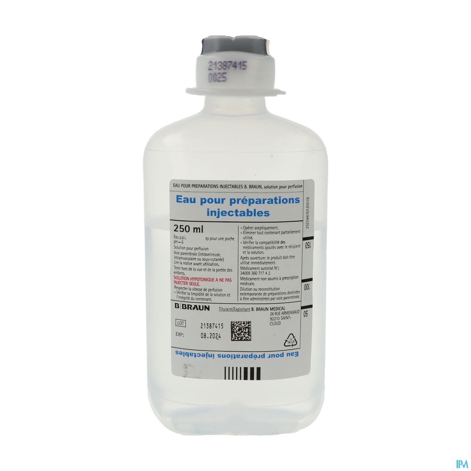 EAU PPI BBRAUN ECOFLAC 250ML 1