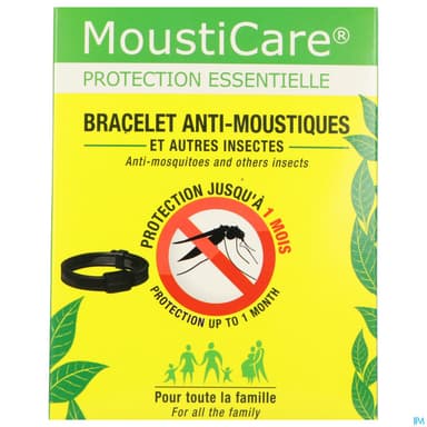 Mousticare Bracelet Ajustable Repulsif Antimoustique Noir
