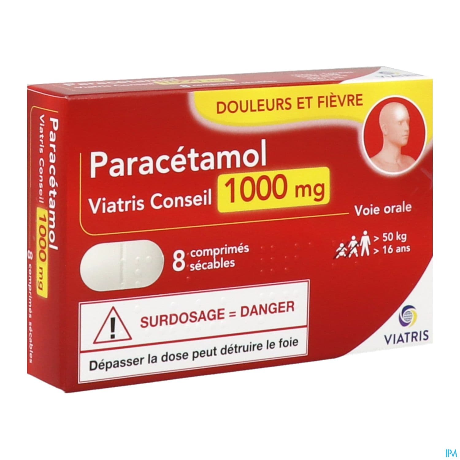 Paracetamol Mylan Conseil 1g Comprime 8