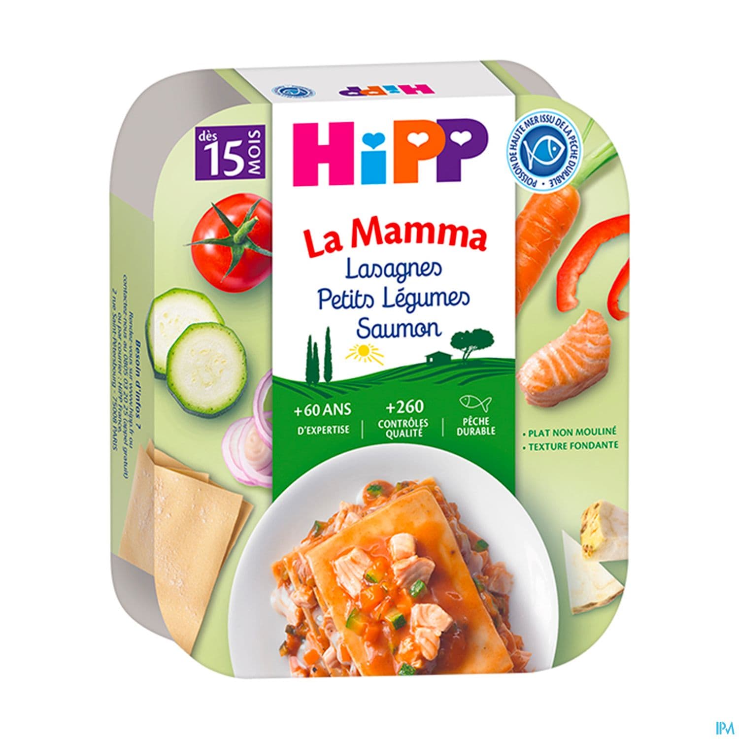 Hipp La Mamma Lasagne Petit Legumes Saumon Bio Assiette 250g