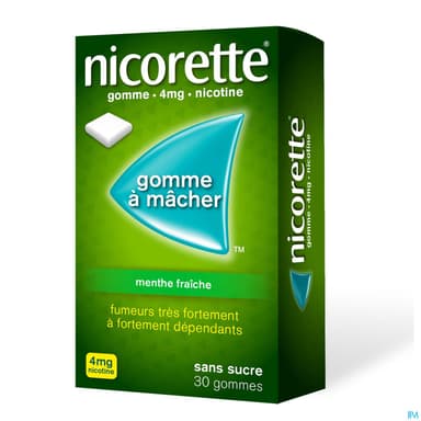 NICORETTE 4MG GOM MED SS SUC MEN FR PLQ/30GOM