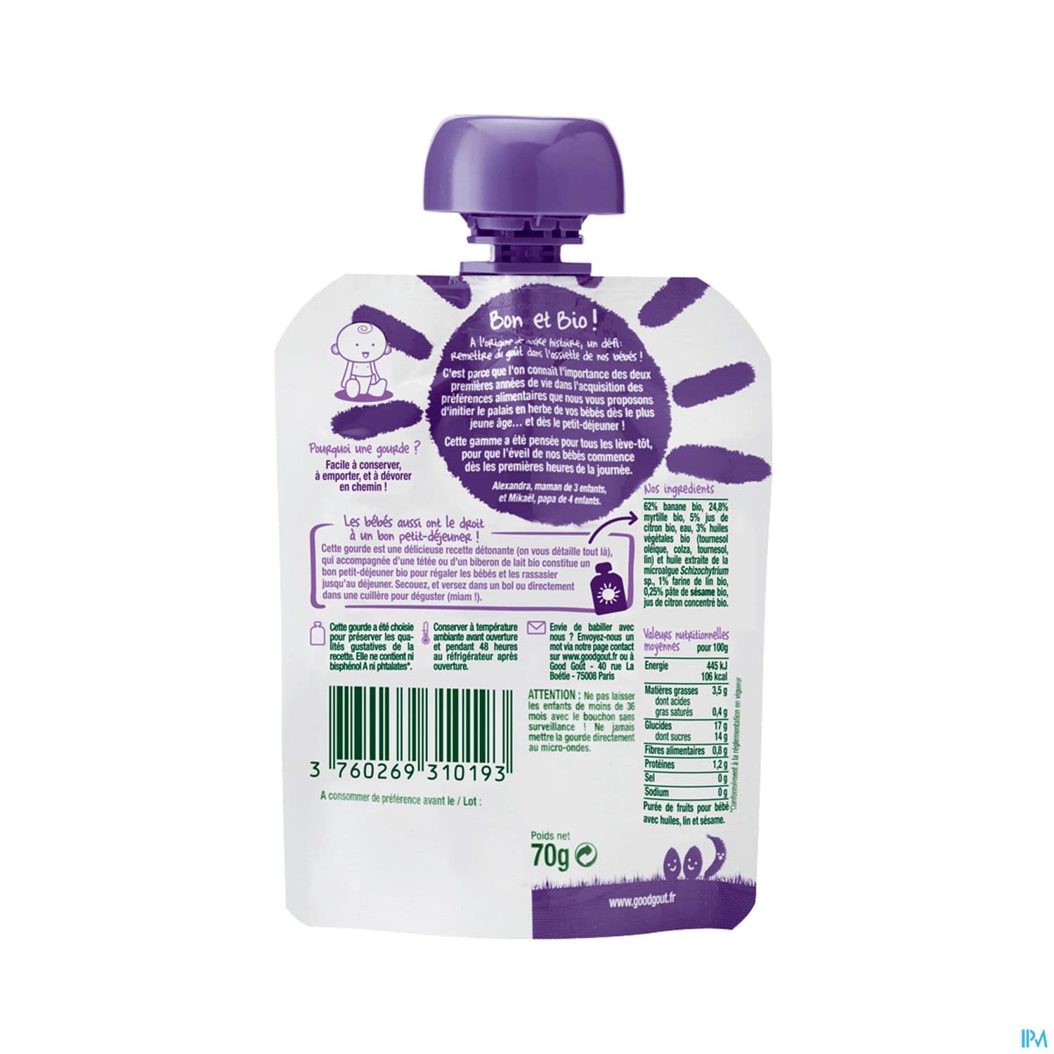 GOODGOUT PETIT DEJ MYRTILLE 70G