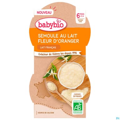 BABYBIO SEMOU/LAIT/FL ORANG 2X100G