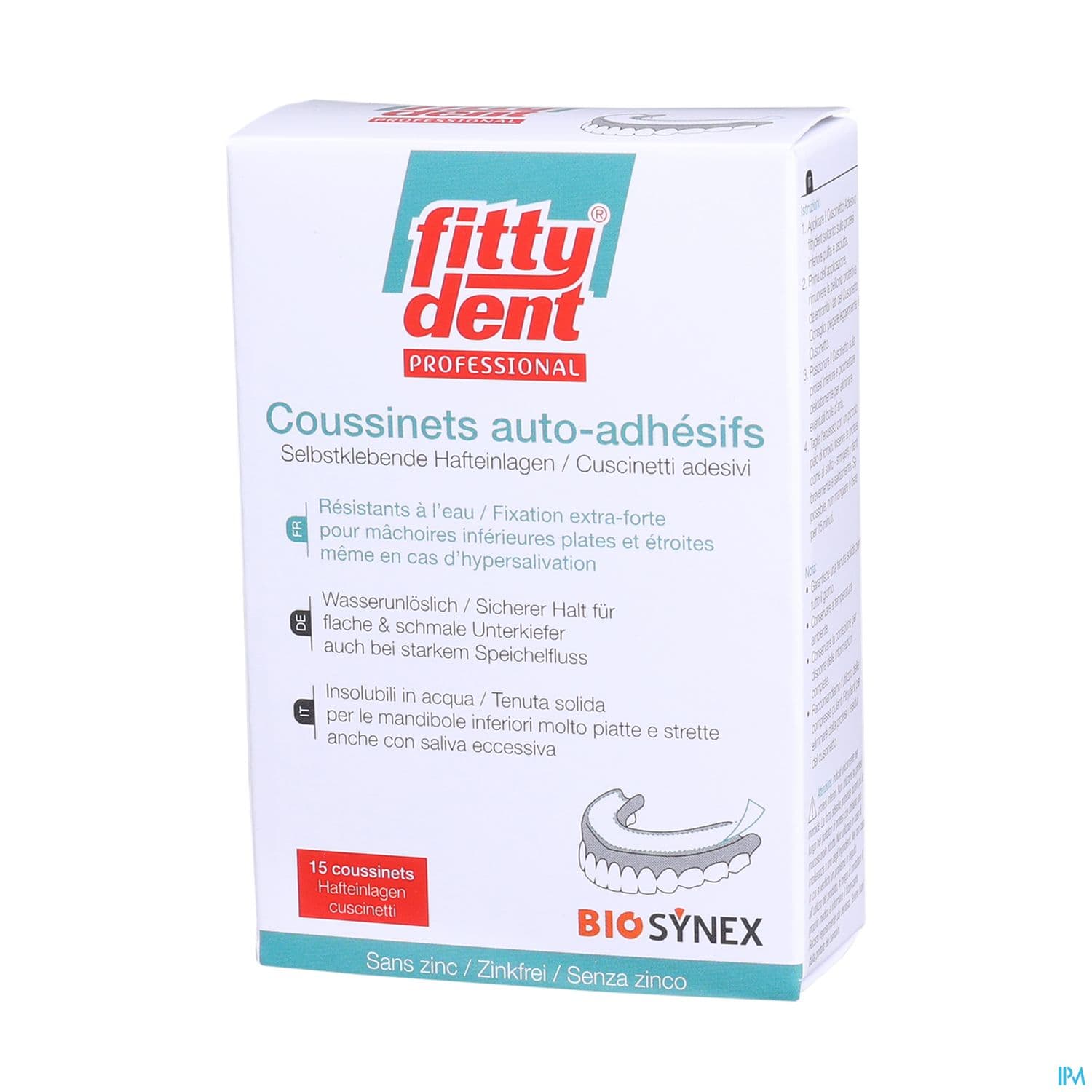 Fittydent Professionnal Coussinets Adhesifs Sans Zinc 15