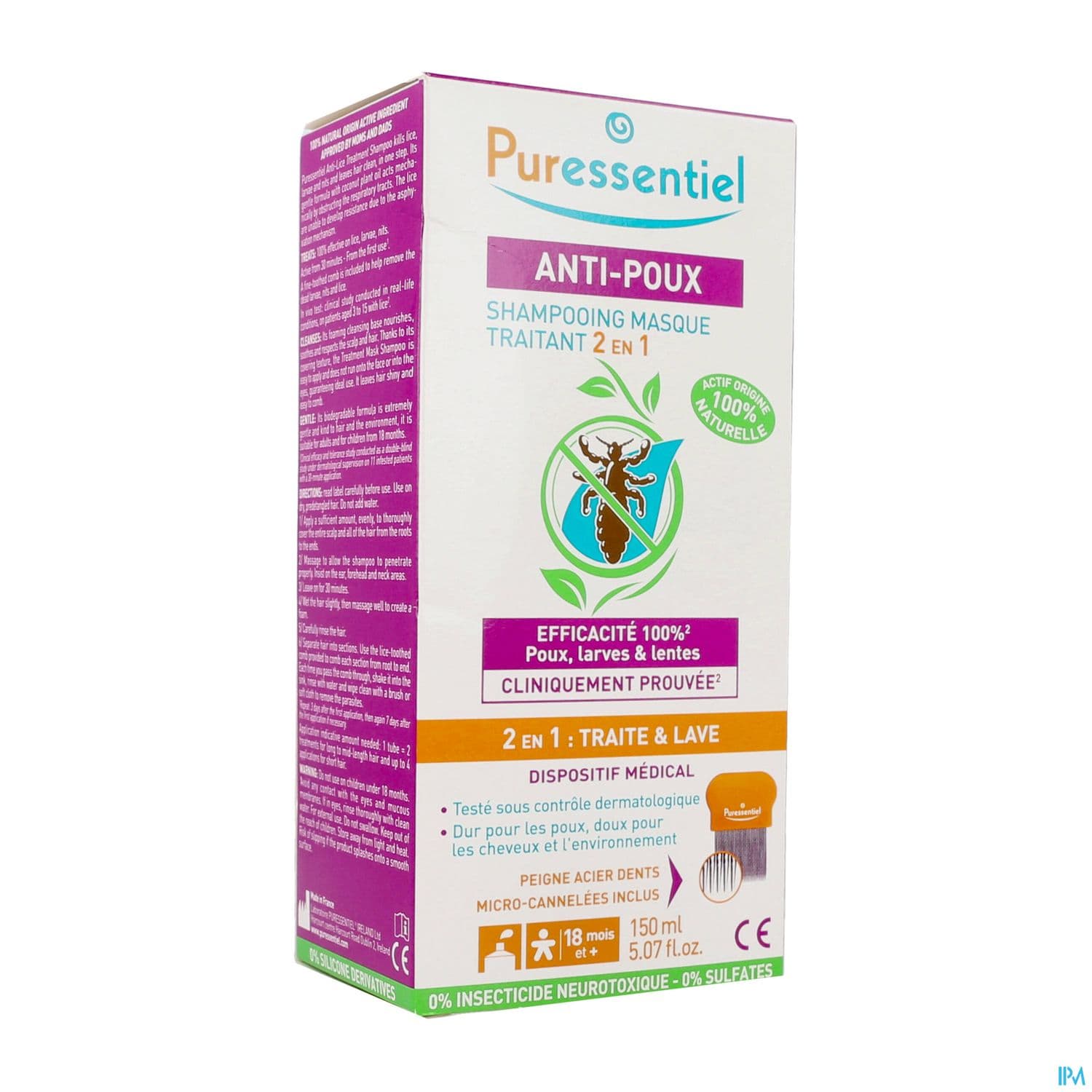 PURESSENTIEL SH MASQ A/POUX 150ML