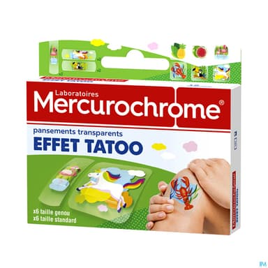 Mercurochrome Pansement Transparent Effet Tatoo X12