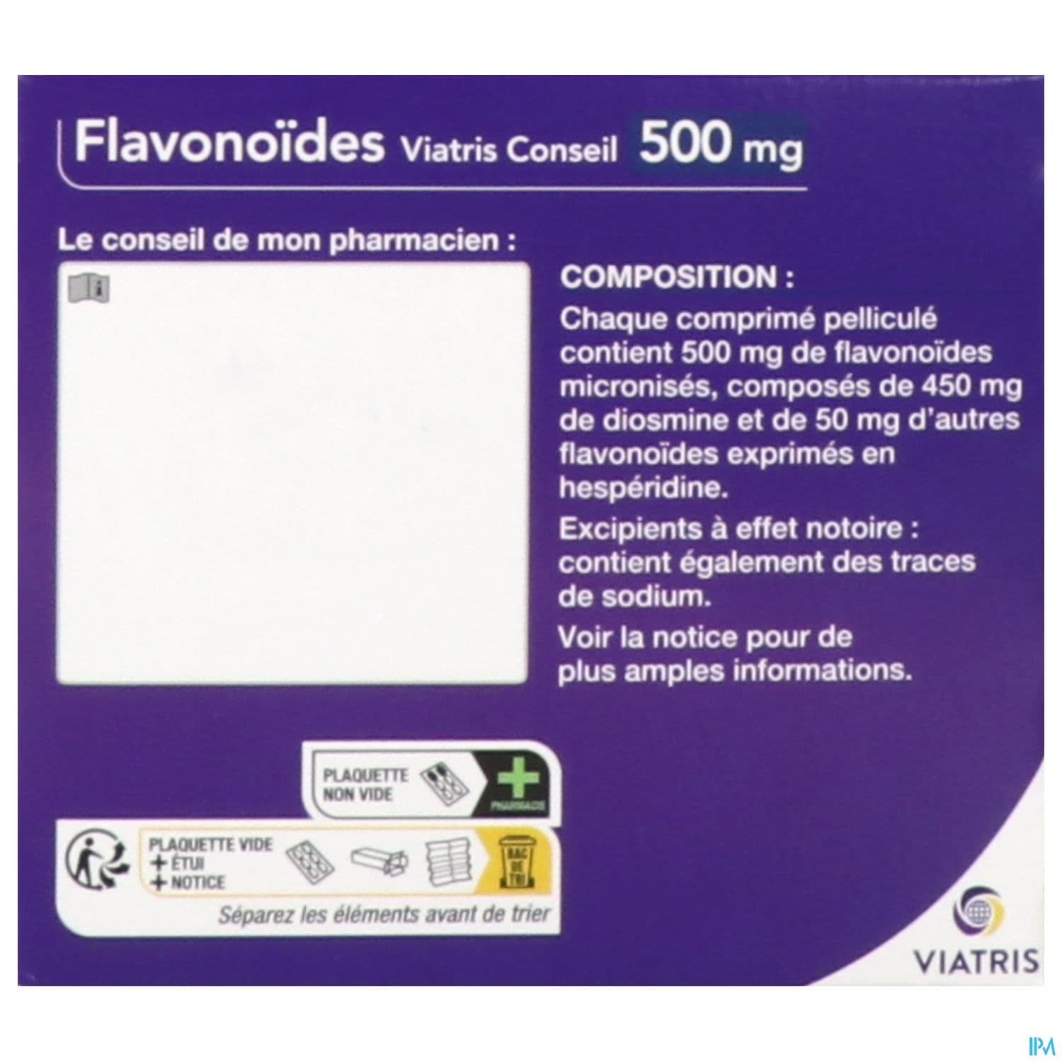 Flavonoides Viatris Conseil 500mg Comprime Pellicule 120