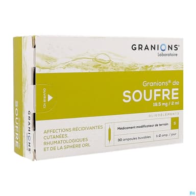 Granions Soufre 19mg5/2ml Solution Buvable Ampoule 2ml 30
