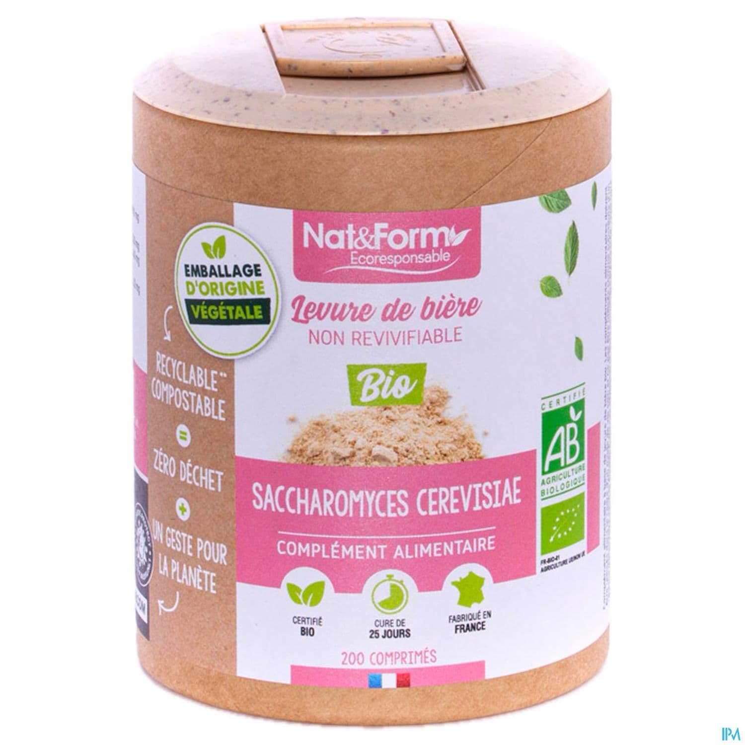 Nat Et Form Ecoresponsable Levure De Biere Non Revivifiable Bio Comprime 200