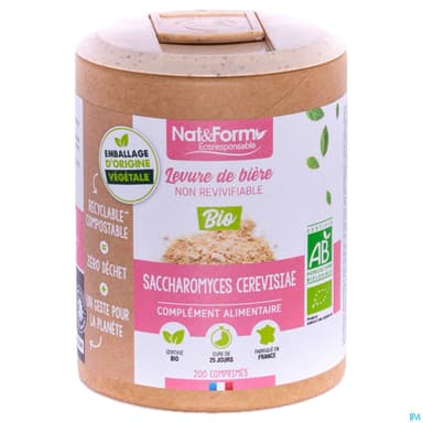 Nat Et Form Ecoresponsable Levure De Biere Non Revivifiable Bio Comprime 200