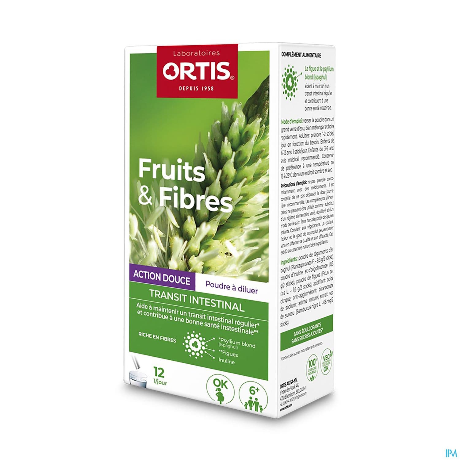Ortis Fruits Fibres Action Douce Poudre Stick 10g X12
