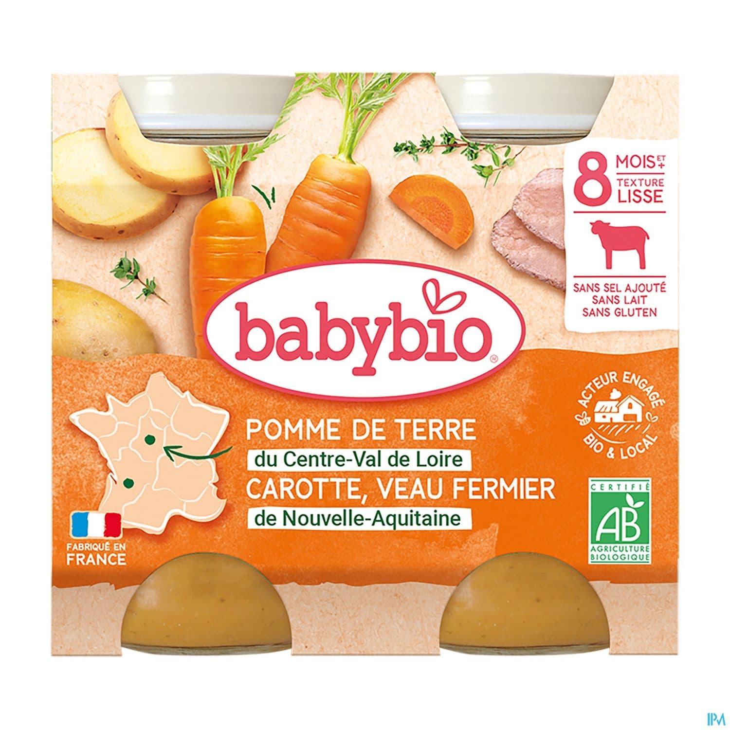 BABYBIO MENU PDT/CAROT/VEAU 2X200G
