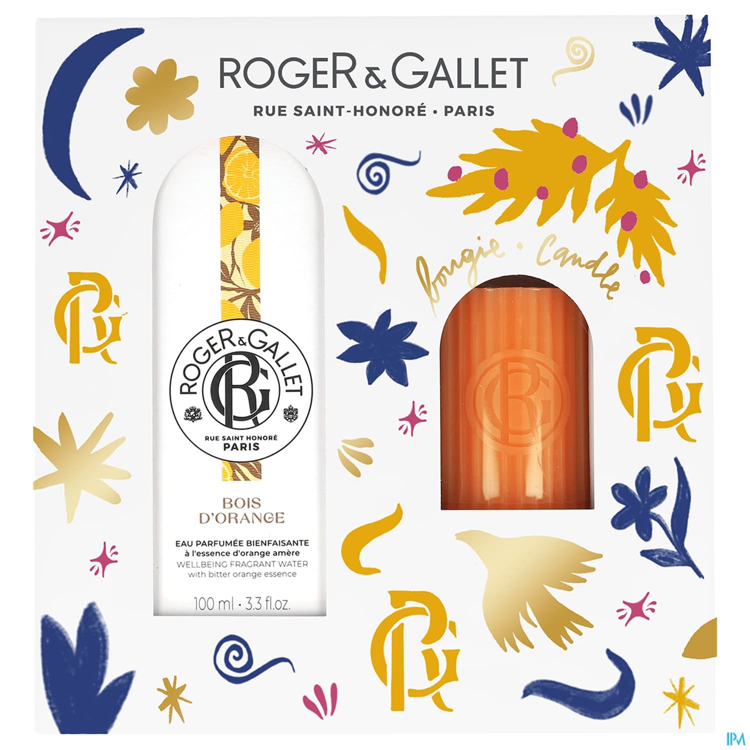 Roger Gallet Coffret Bois D'orange Eau Parfumee Bienfaisante 100ml + Une Bougie Parfumee 75g Offerte