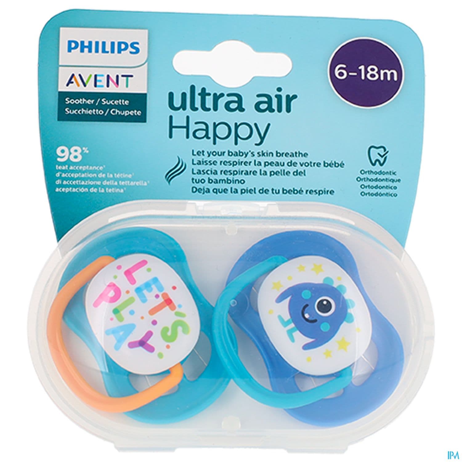 Avent Sucette Ultra Air Mixte Love Papa 6/18mois Scf080/10 X2