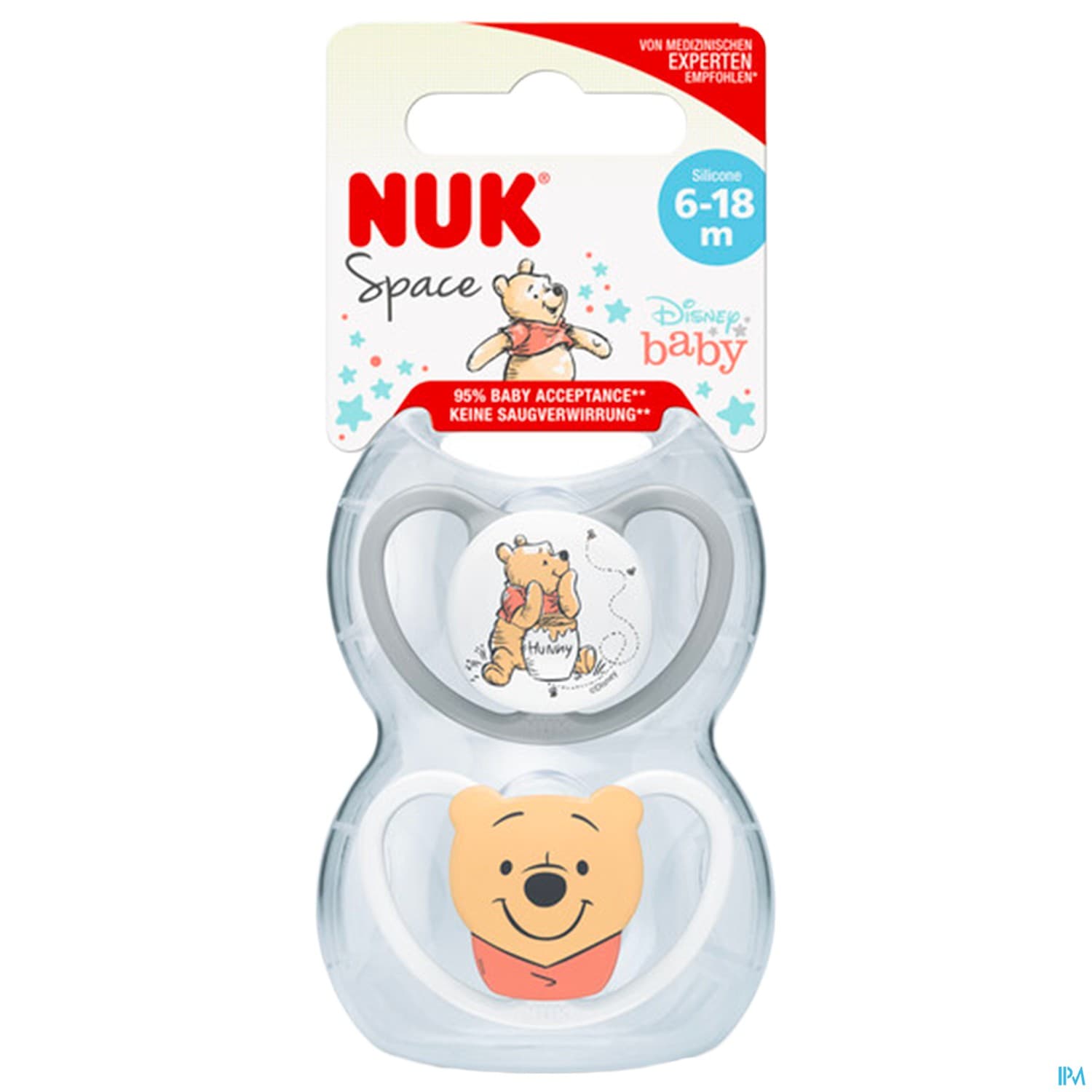 Nuk Sucette Silicone Space 6/18m Winnie l'ourson X2