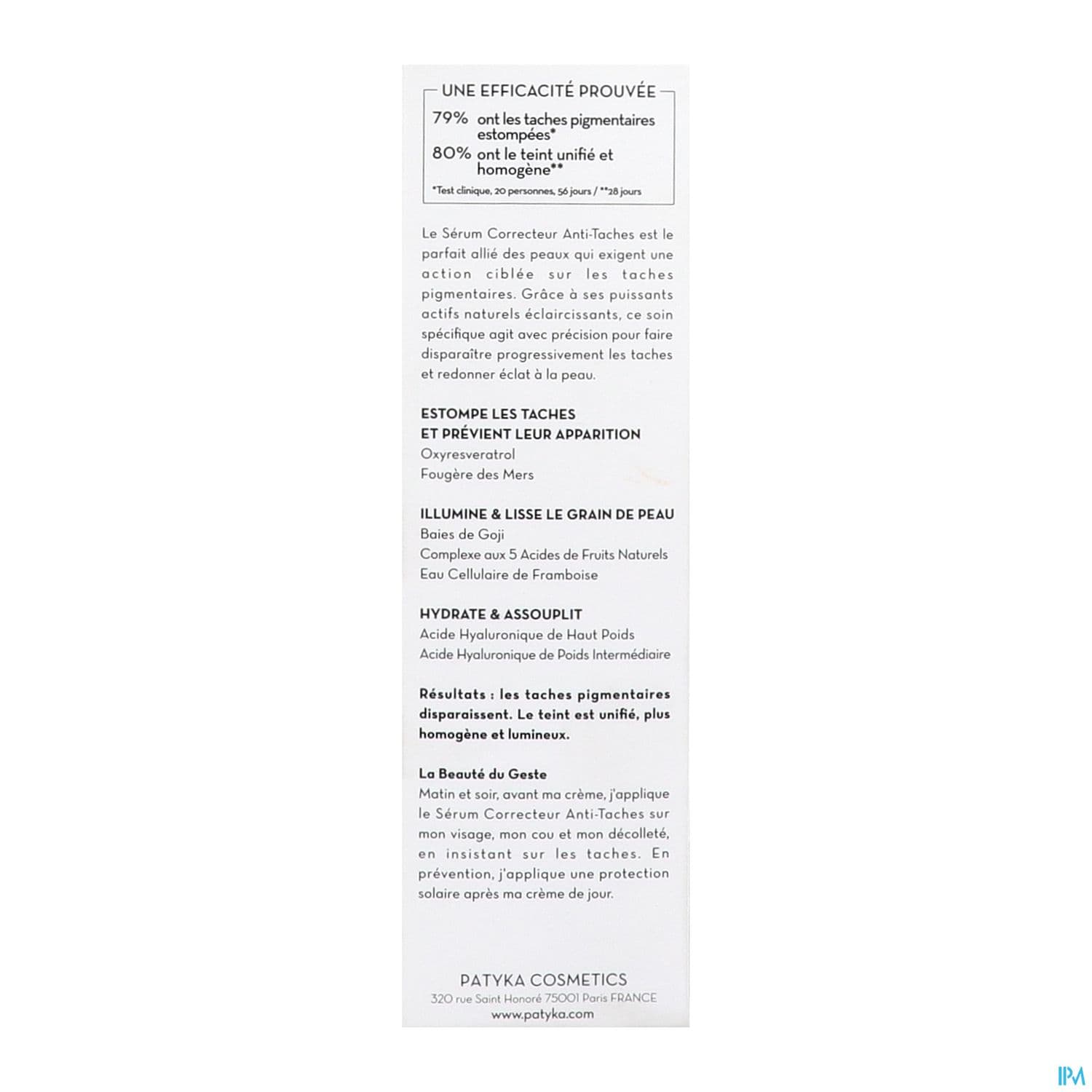 PATYKA SERUM CORRECT A/TACHE 30ML