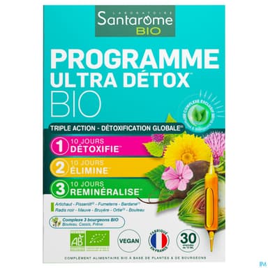 Santarome Bio Programme Ultra Detox Ampoule Buvable 10ml 30
