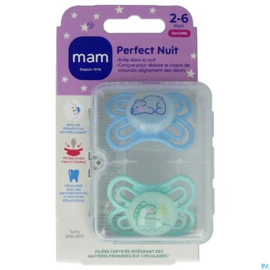 SUCET MAM PERFECT NUIT SIL 2-6M X2