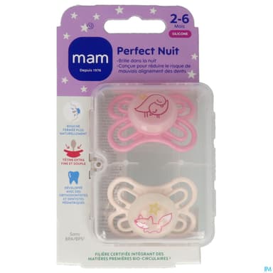 SUCET MAM PERFECT NUIT SIL 2-6M X2