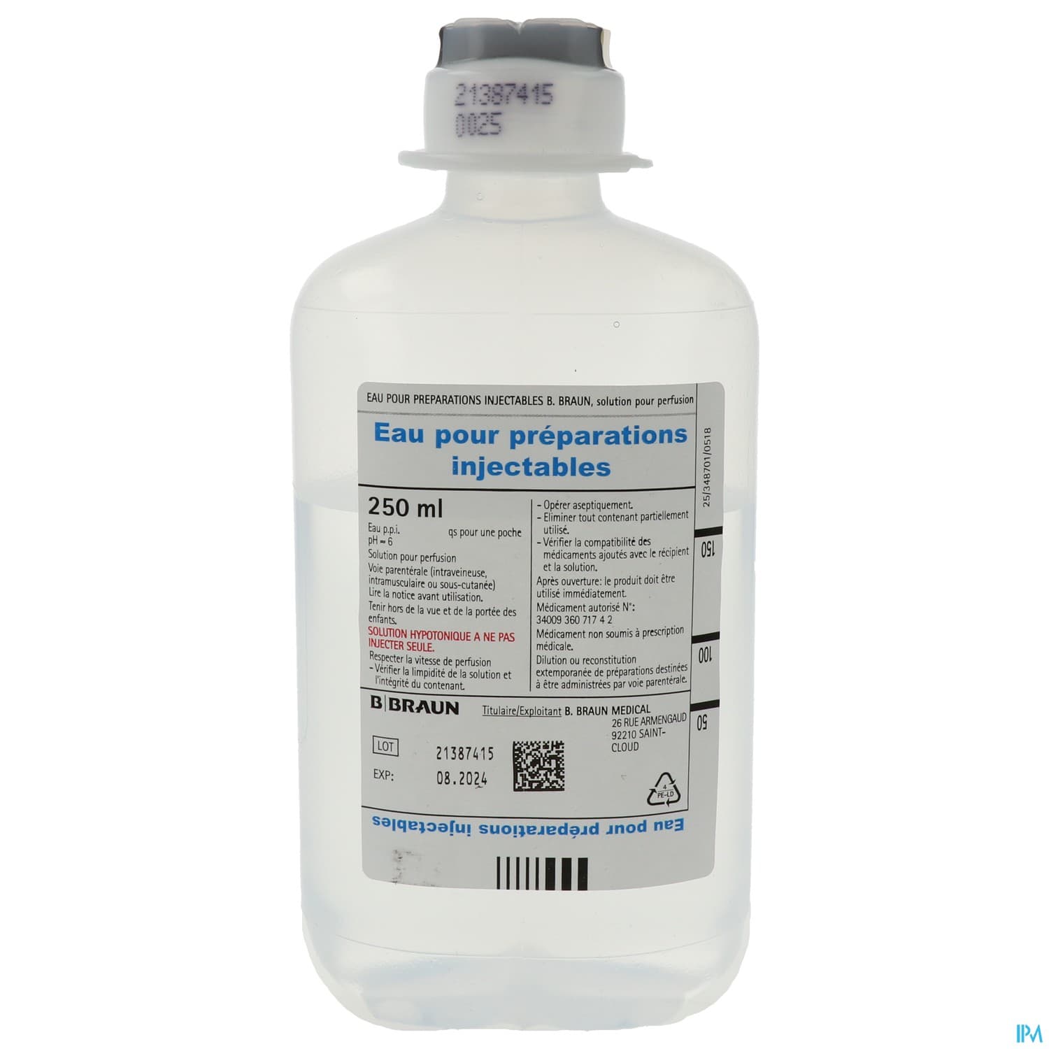 EAU PPI BBRAUN ECOFLAC 250ML 1