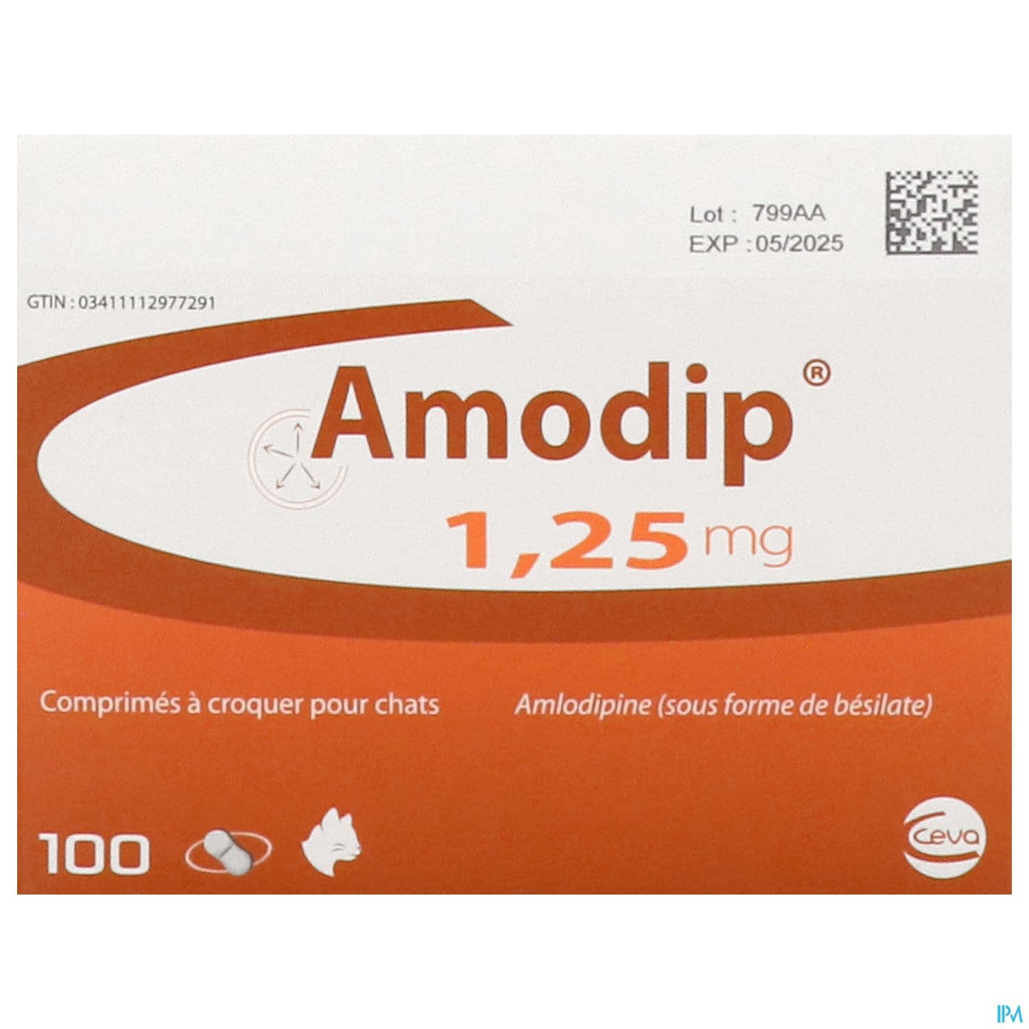 Amodip 1mg25 Hypertension Systemique Chat Comprime 100
