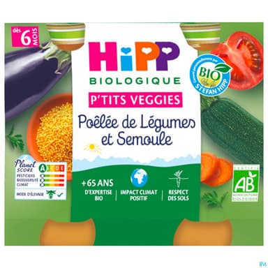 HIPP POELE LEGUM SEMOULE 190G X2