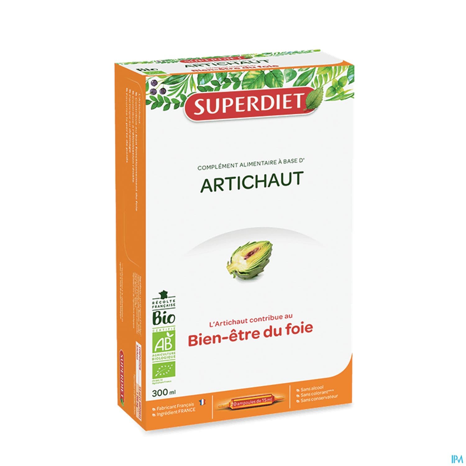 Superdiet Artichaut Bio Ampoule Buvable 15ml 20