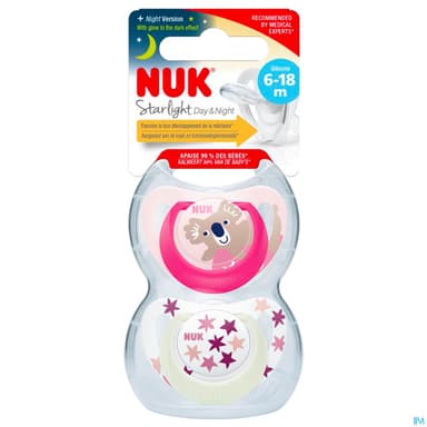 SUCET NUK 6-18M STARLIGHT FILLE X2