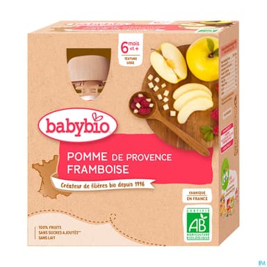 BABYBIO GOURD POMME/FRAMB 4X90G