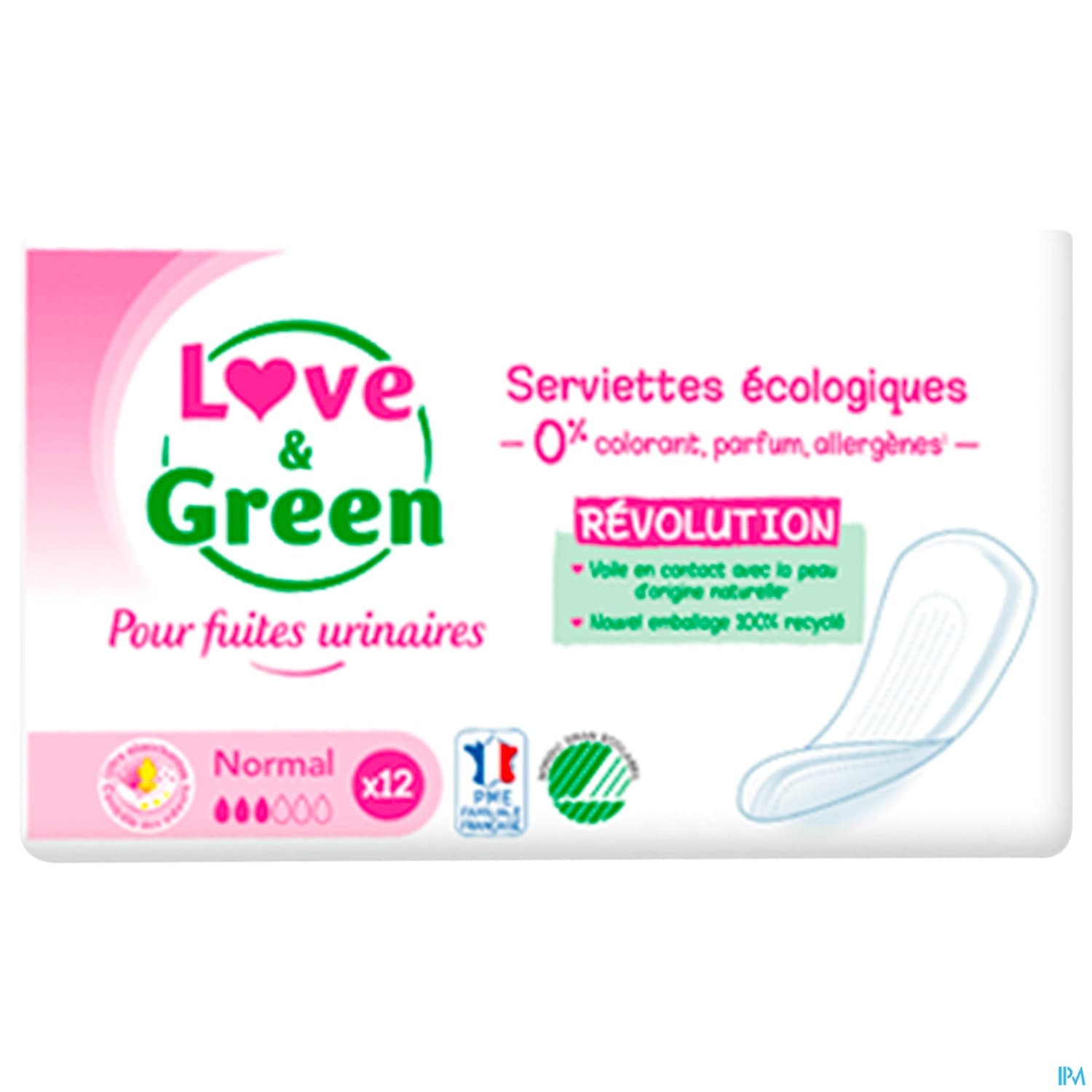 Love Green Serviettes Incontinence Hypoallergeniques Normal X12