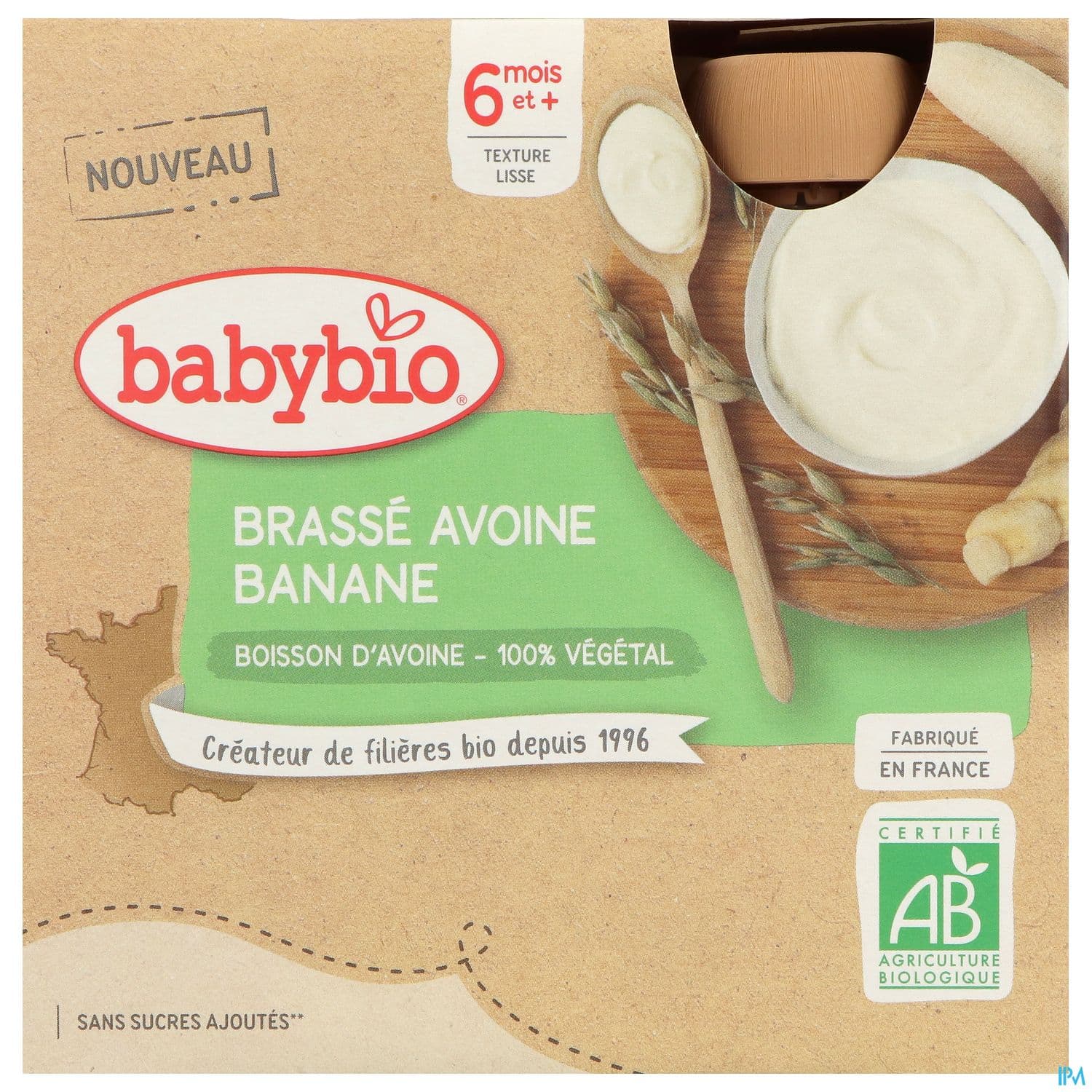 Babybio Brasse Vegetal Base Avoine Banane Gourde 6m 85g X4