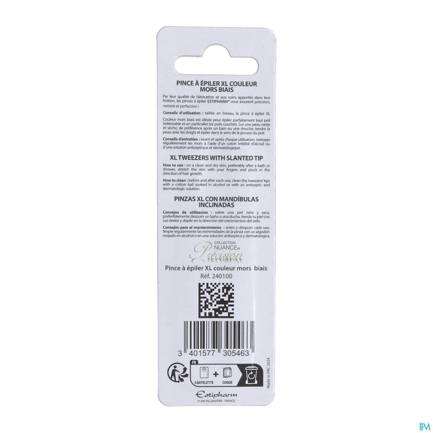 Estipharm Pince A Epiler Xl Couleur Mors Biais