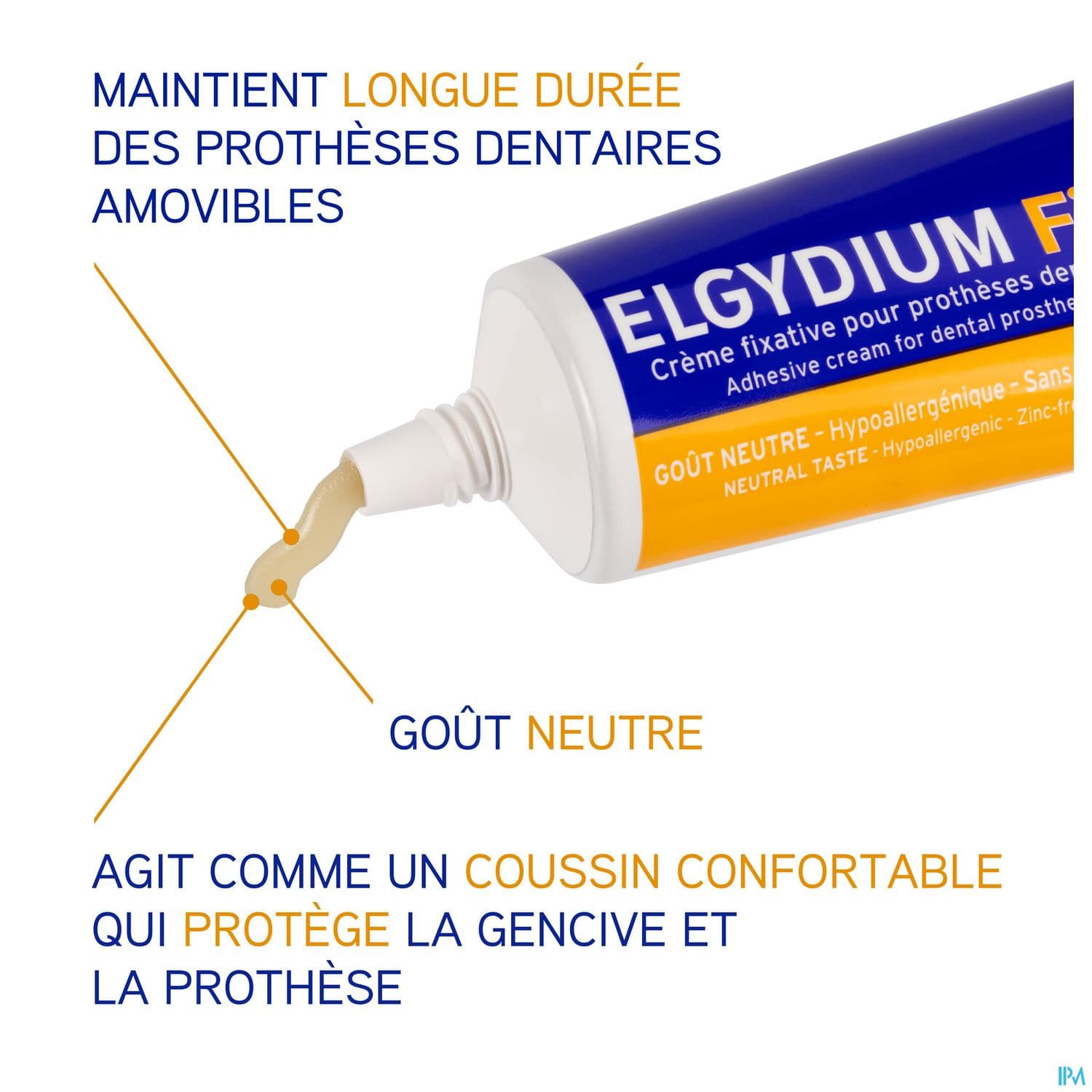 Elgydium Fix Fixation Forte Creme Fixative Gout Neutre 45g
