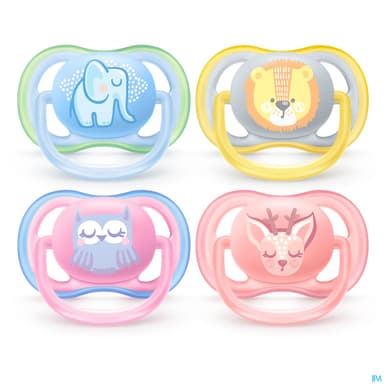 Avent Sucette Ultra Air Mixte Animaux 0/6mois Scf085/05 X2