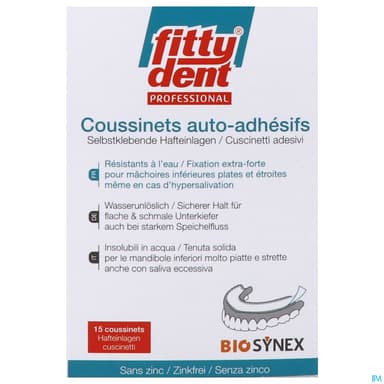 Fittydent Professionnal Coussinets Adhesifs Sans Zinc 15