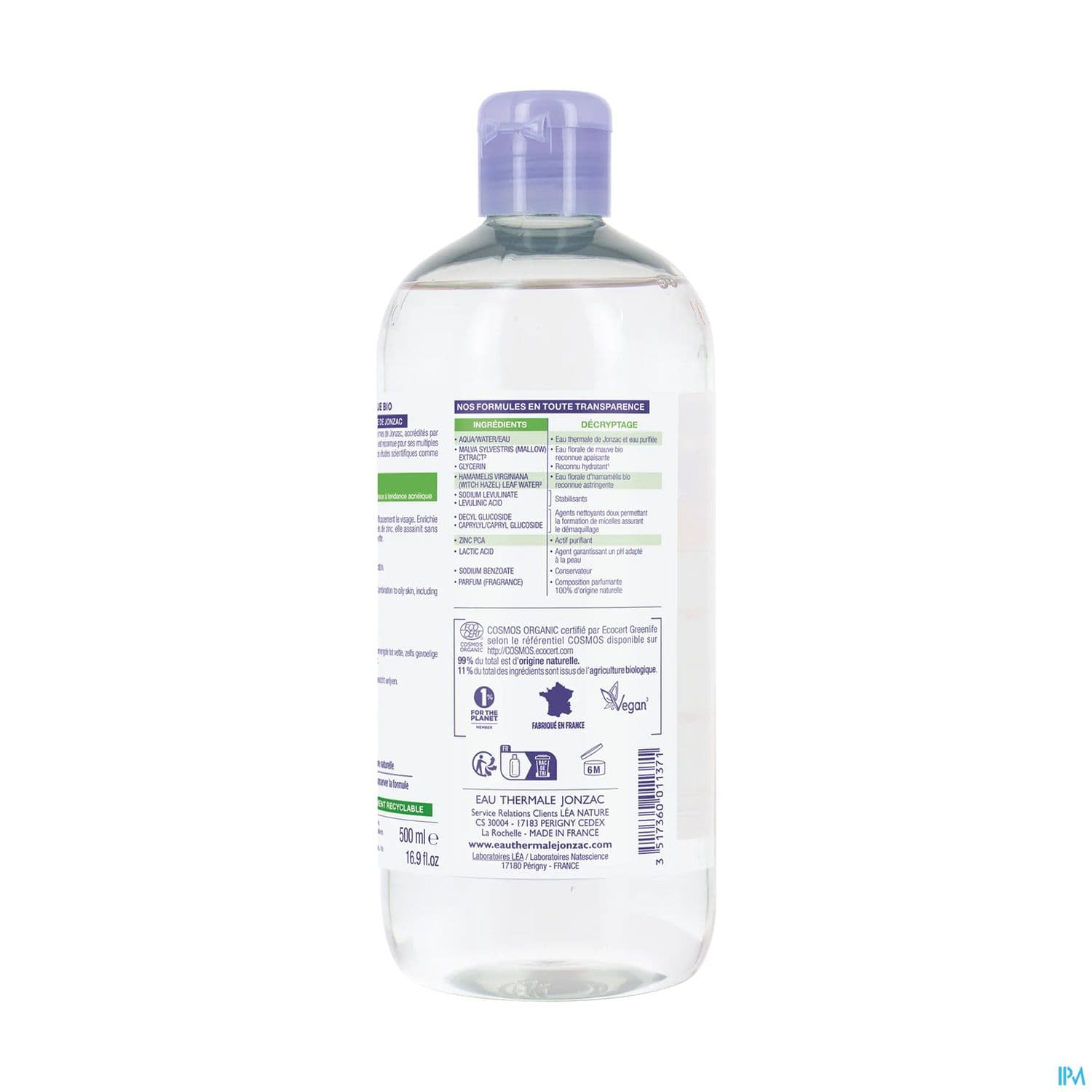 JONZAC PURE EAU MICEL PURIF 500ML