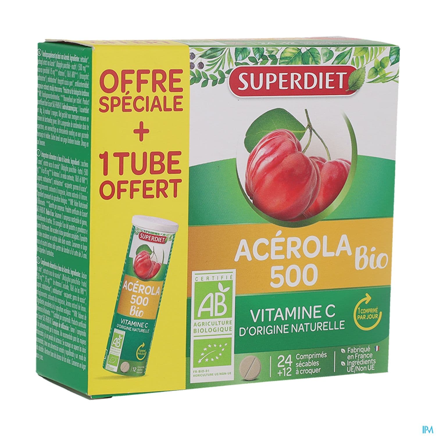 Superdiet Acerola 500 Bio Comprime A Croquer 36