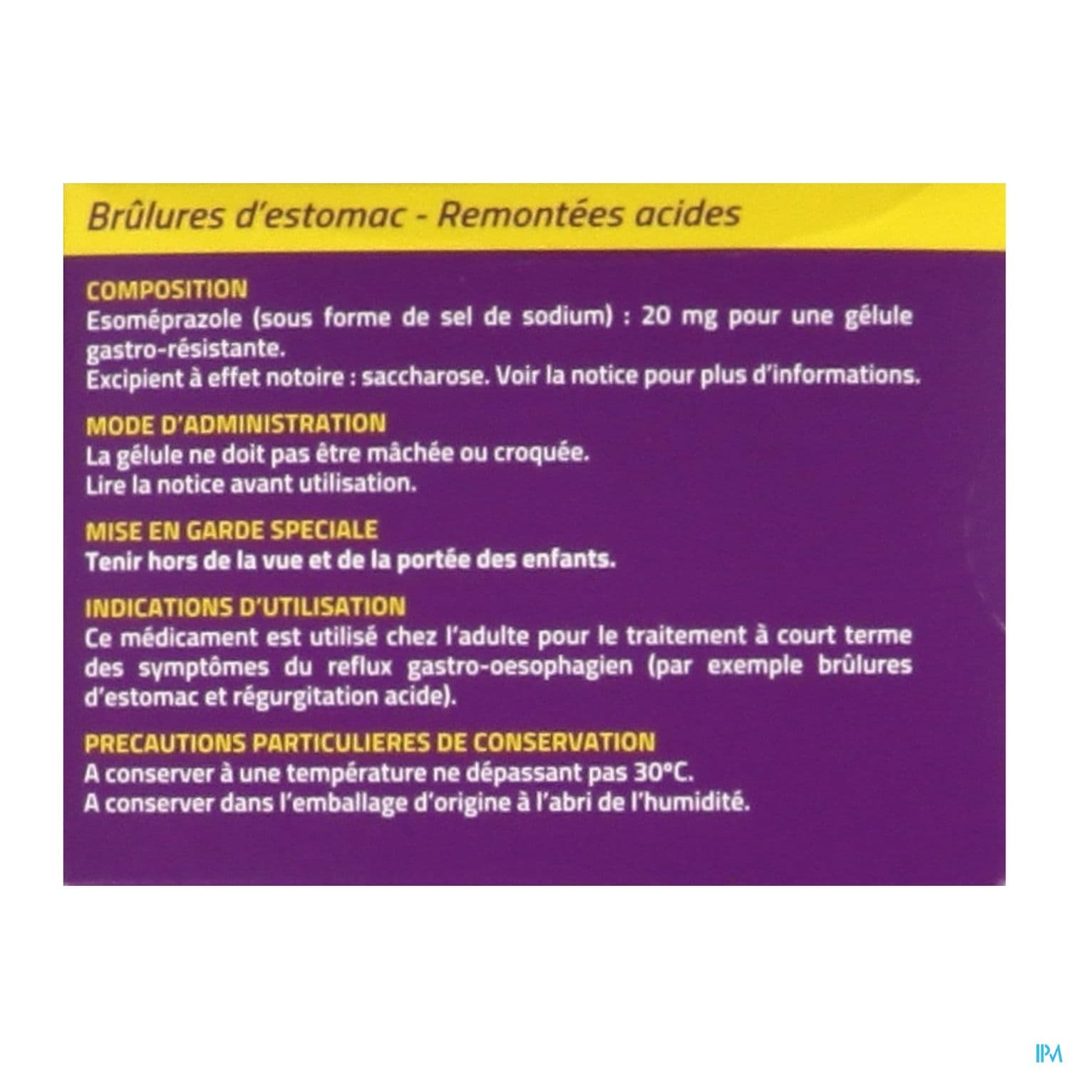 Esomeprazole Arrow Conseil 20mg Gelule Gastroresistante 14