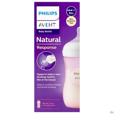 BIB AVENT NAT RESPONSE 260ML ROSE