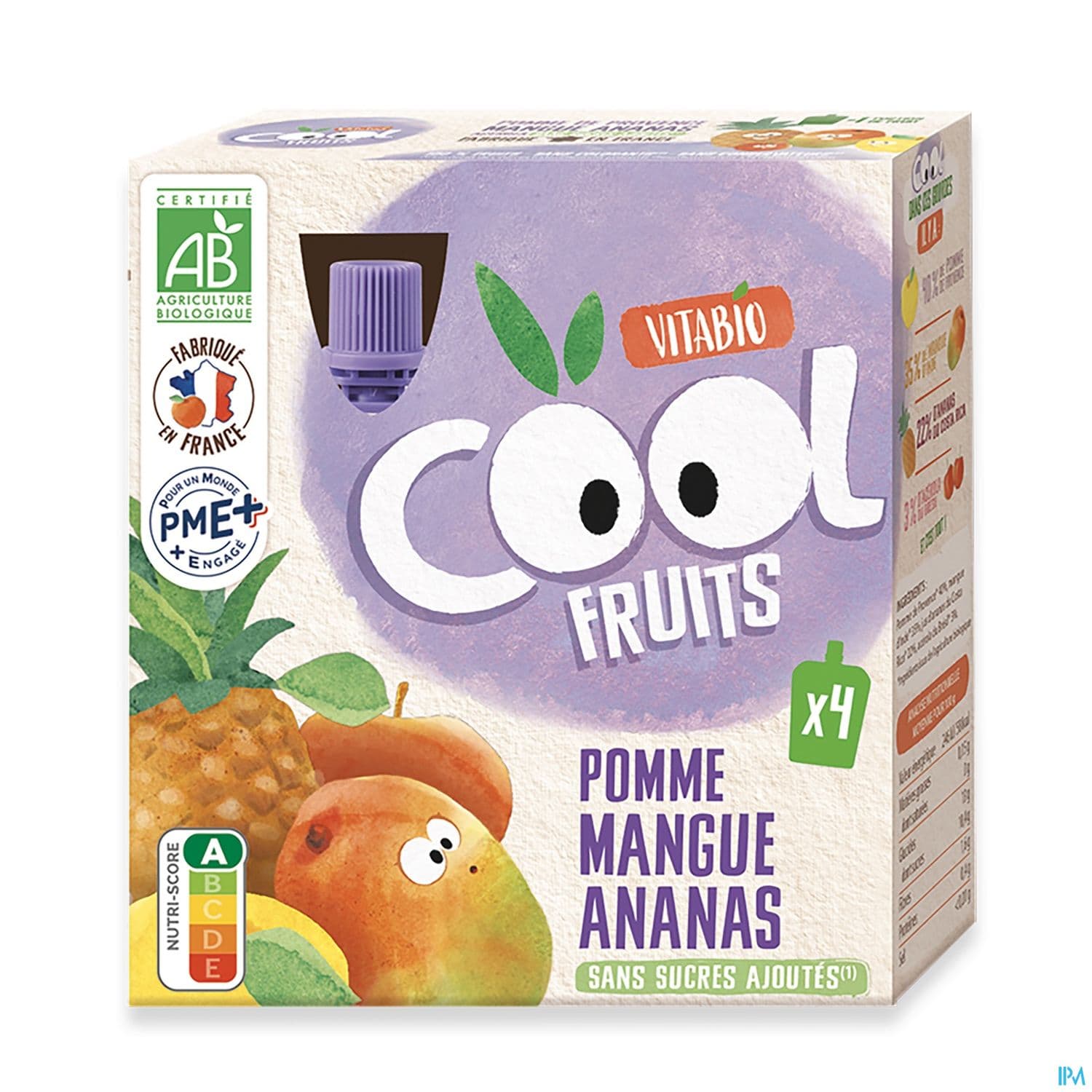 Cool Vitabio Fruits Pomme De France Mangue Ananas Gourde 90g X4 — Pharmacie Apothical Nanterre Université