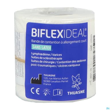 Biflexideal Bande De Contention Blanche 5m X 6cm