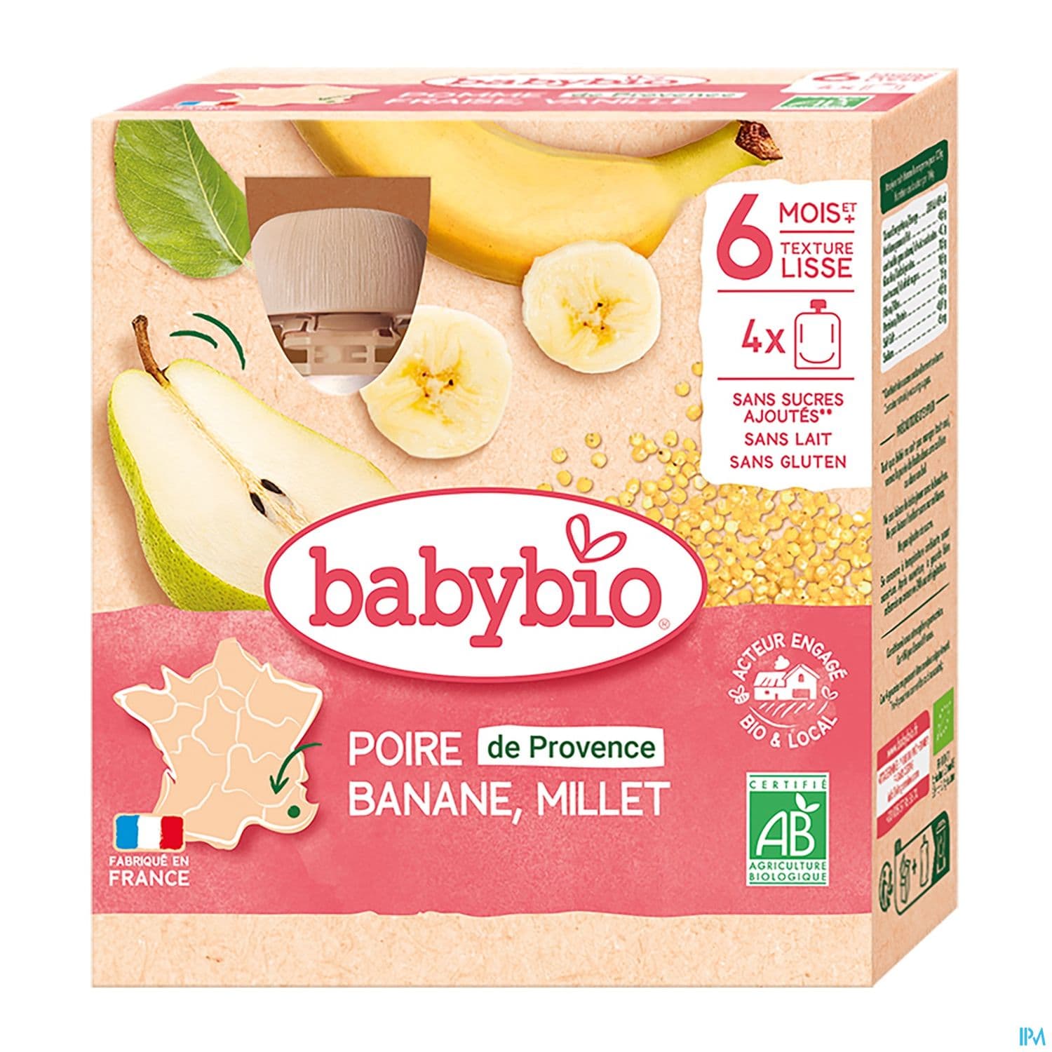 BABYBIO GOURD POIRE/BANANE 4X90G
