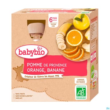 BABYBIO GOURD POM/ORANG/BANA 4X90G