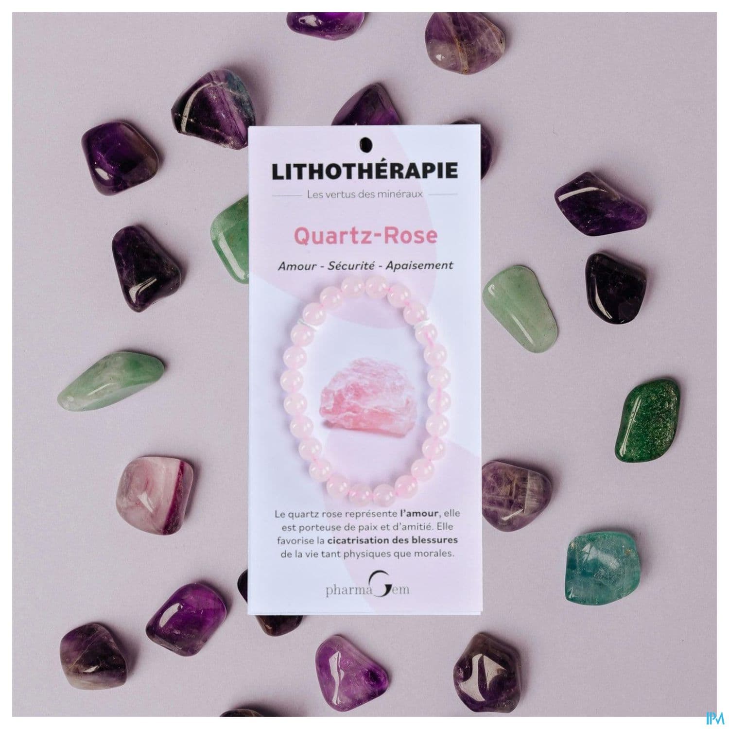 BRACEL LITHOTHERAP QUARTZ ROSE 8MM