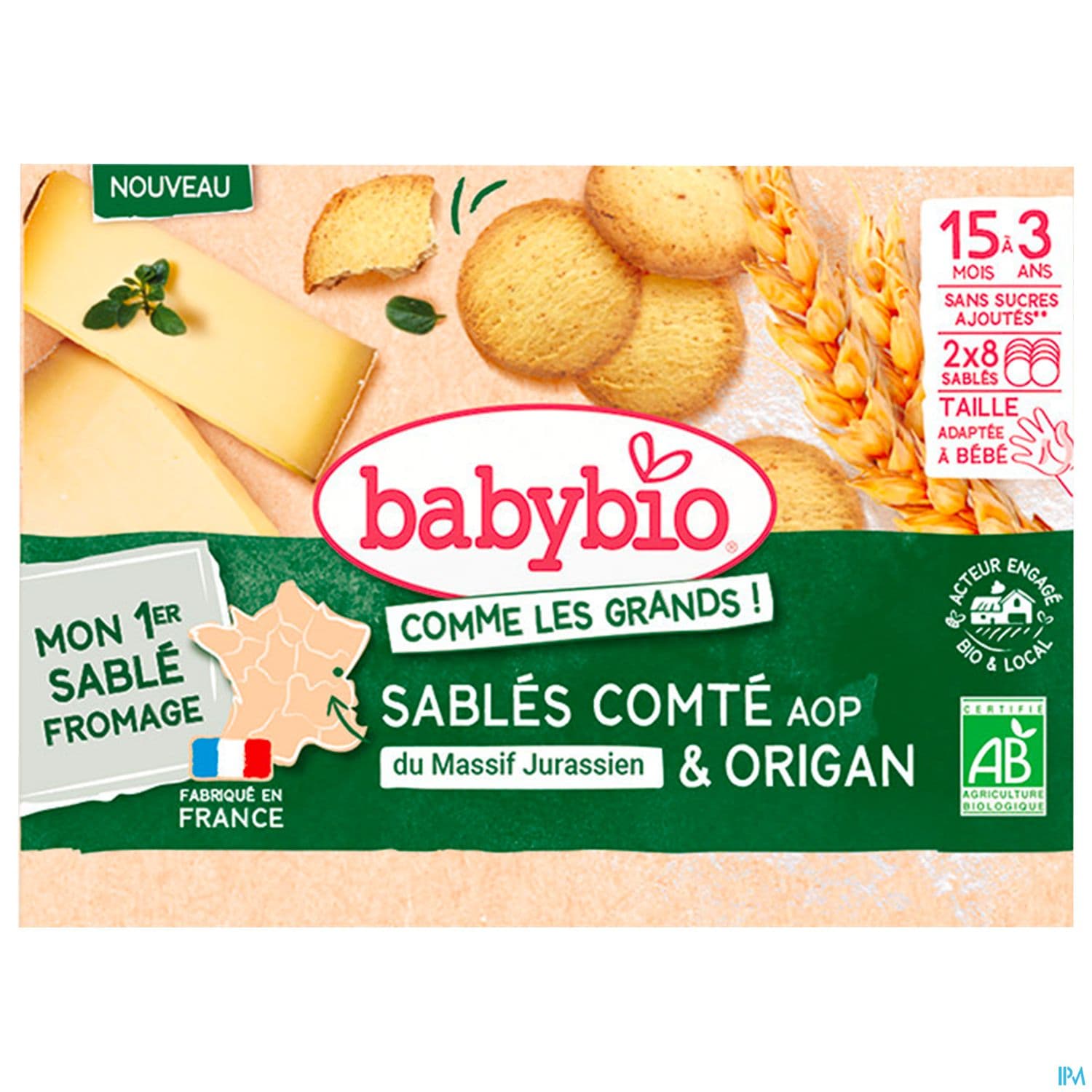 Babybio Biscuit Sable Comte Du Massif Jurassien Origan Sachet 72g