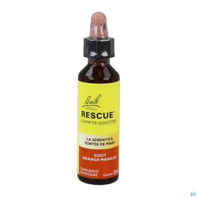 Rescue Bach Compte Gouttes Gout Orange Mangue 20ml