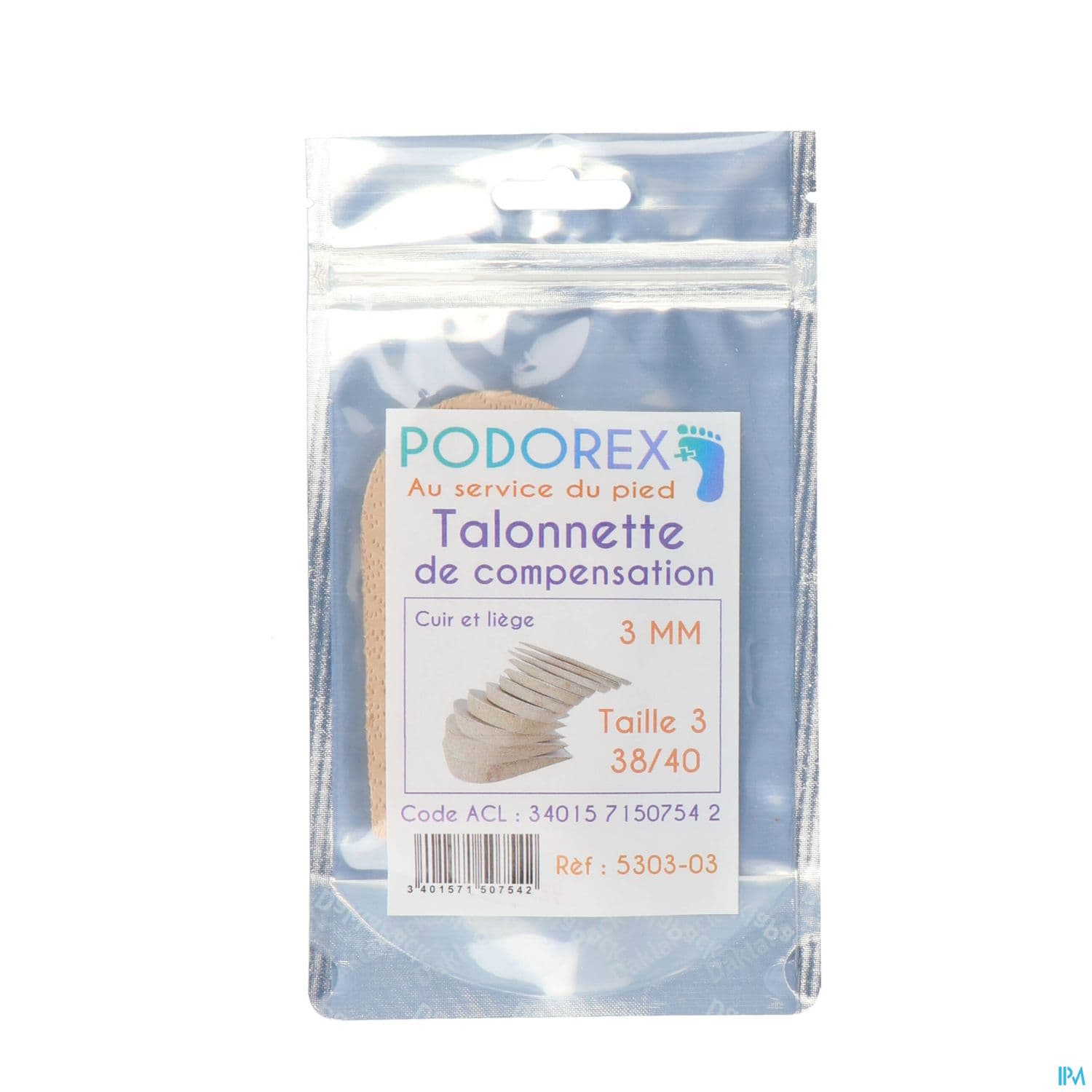 Podorex Talonnette Liege Cuir 3mm 38/40