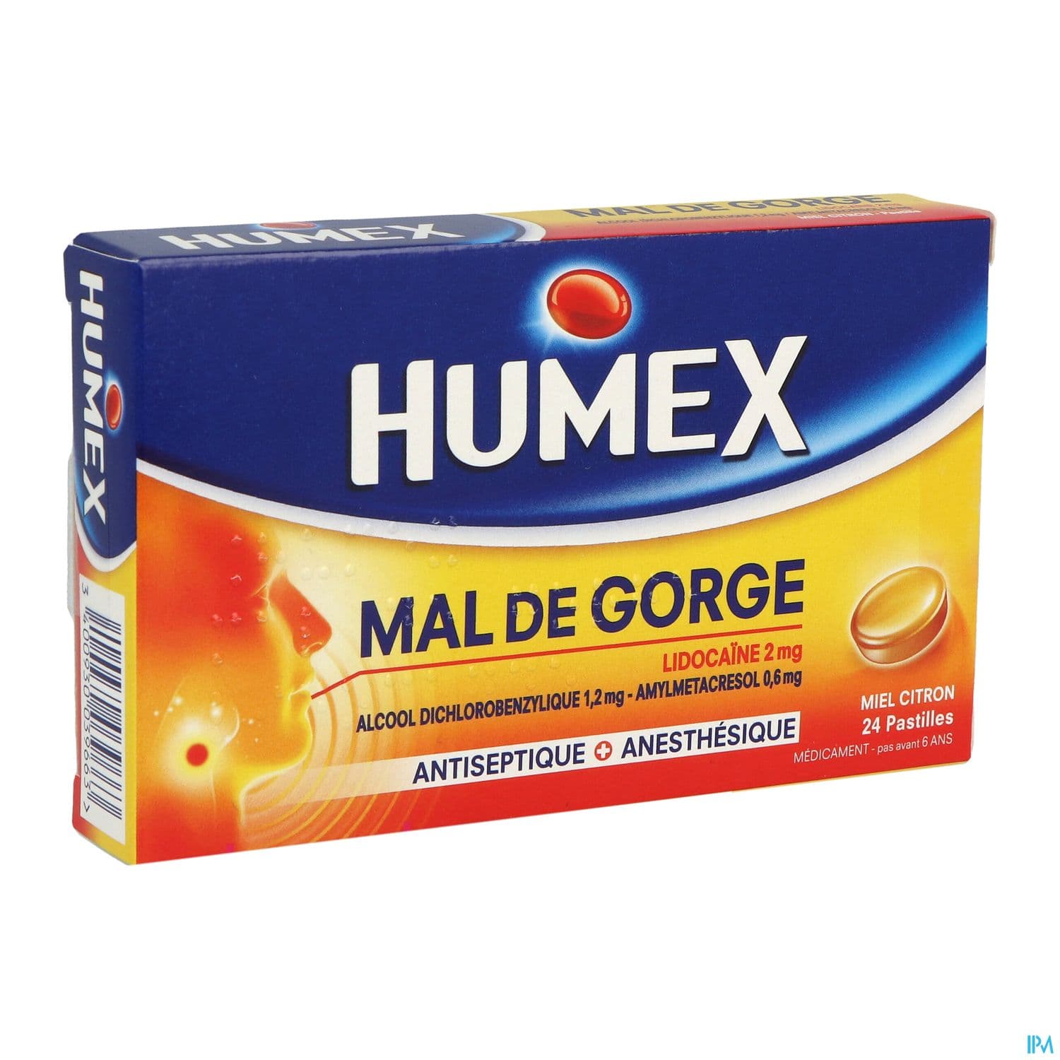 Humex Mal Gorge Lidocaine Miel Citron Pastille 24