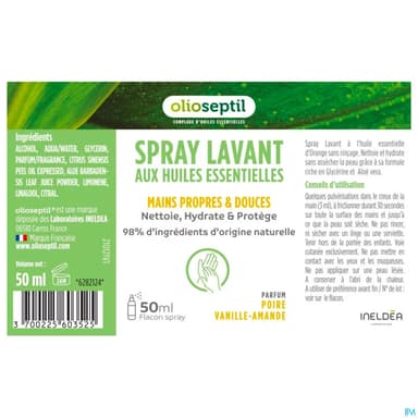 OLIOSEPTIL SPR LAV POIRE VANIL50ML