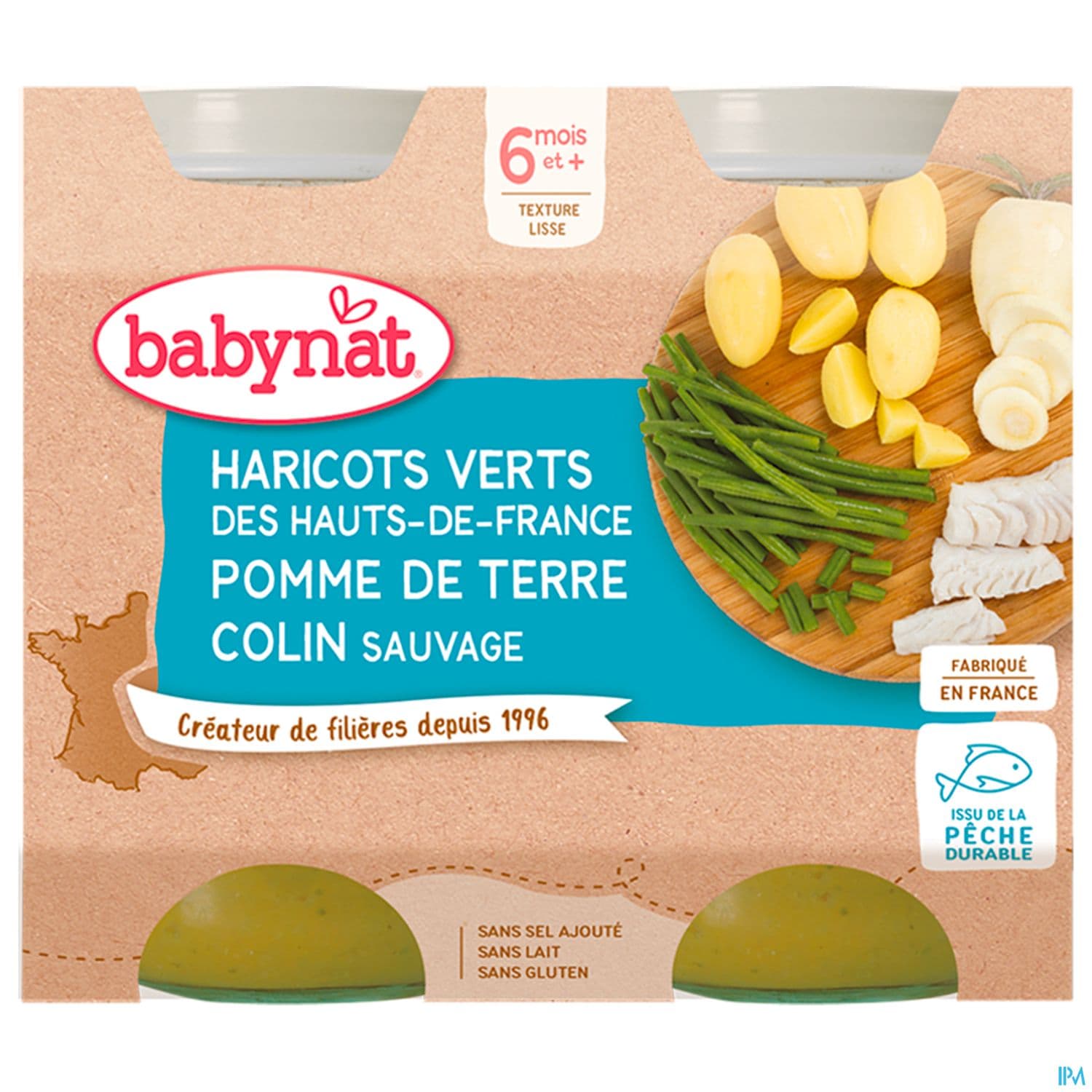 Babybio Babynat Haricots Verts De Vendee Pomme De Terre Colin Sauvage 6m 200g X2